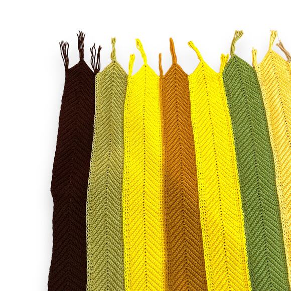 Handmade Crochet Throw Blanket Afghan Chevron Zig Zag Multicolor Stripe 50"x53" - Picture 9 of 16